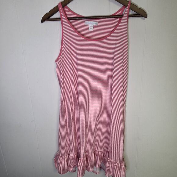 Carole Hochman Pink And White Striped Tank Top Night Dress Size Small - Picture 1 of 8